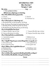 Đề kiểm tra 1 tiết môn- Địa lí lớp 7 thời gian 45 phút